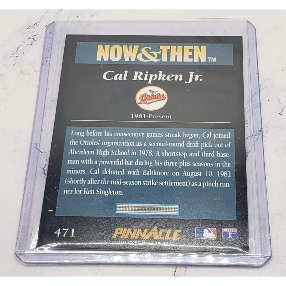 1993 Pinnacle Now & Then Baseball Cal Ripken Jr. Baltimore Orioles #471